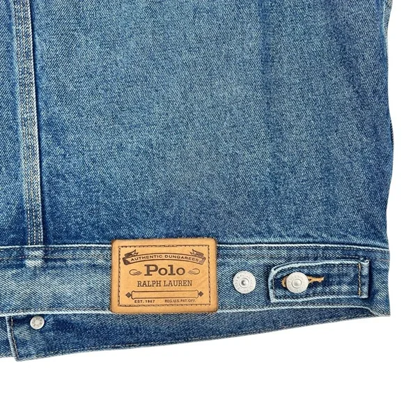 Polo Ralph Lauren Dungaree Denim Jacket - Medium Wash Blue With Corduroy Collar - Picture 6 of 10